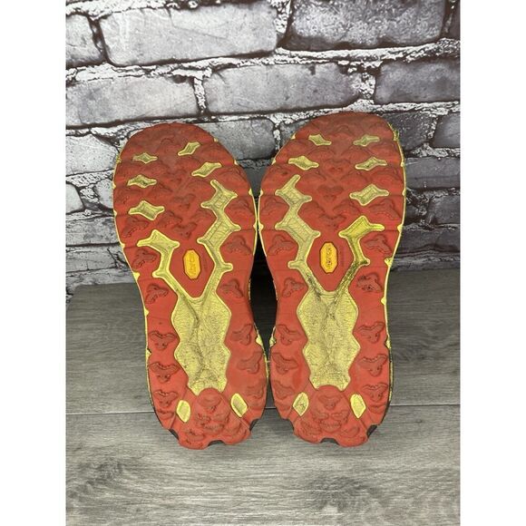 Hoka One Speedgoat 5 Thyme Fiesta Gray Fabric Red Yellow Gym Shoes Men 12 2E US main image 7